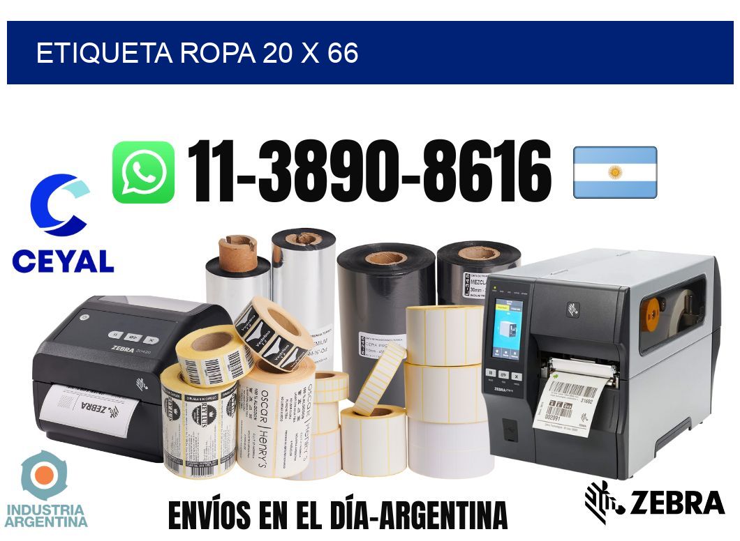 etiqueta ropa 20 x 66