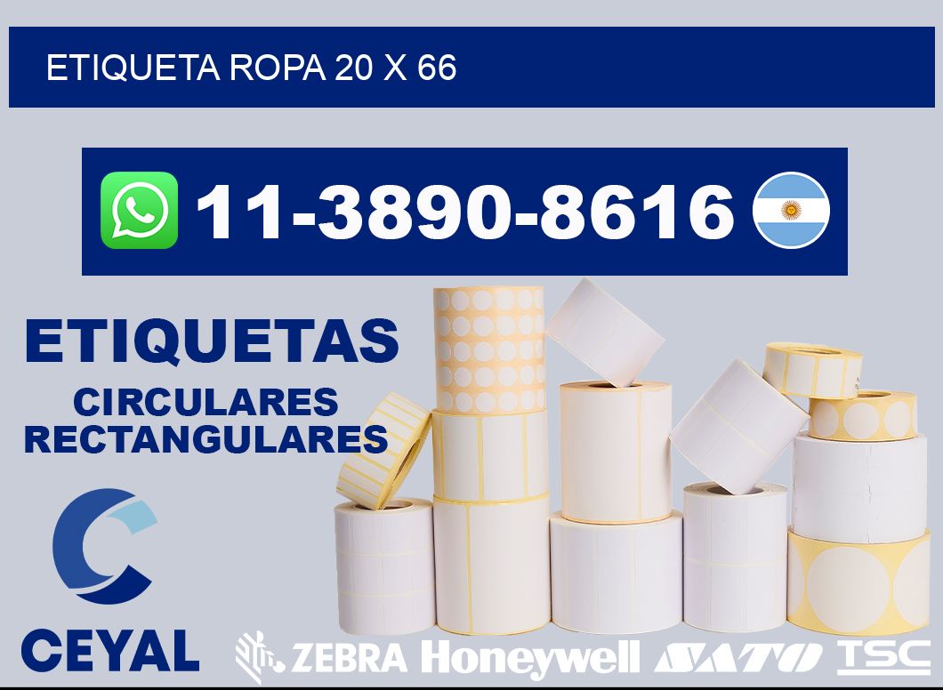 etiqueta ropa 20 x 66