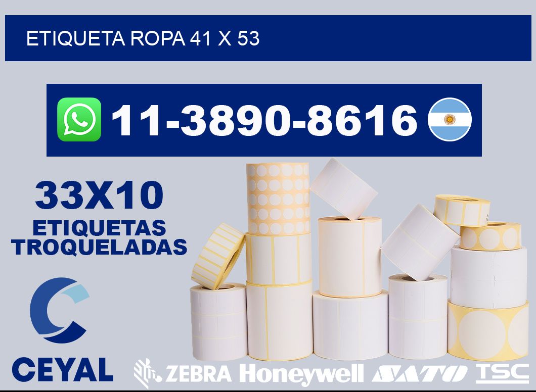 etiqueta ropa 41 x 53