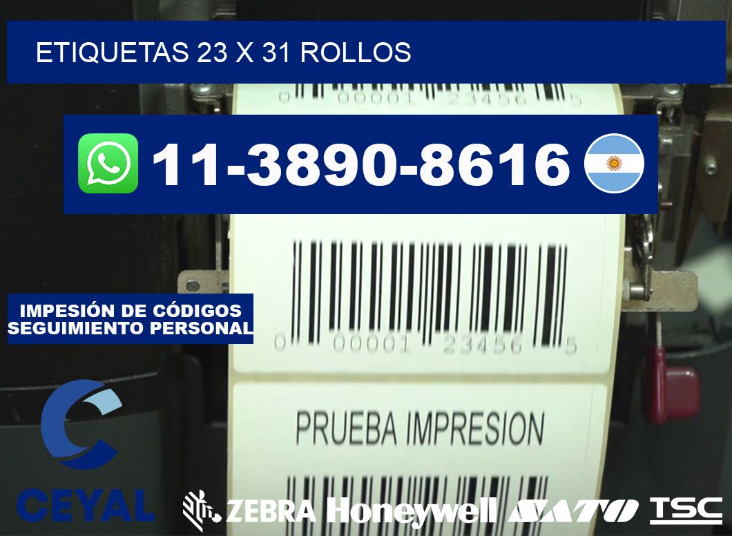 etiquetas 23 x 31 rollos