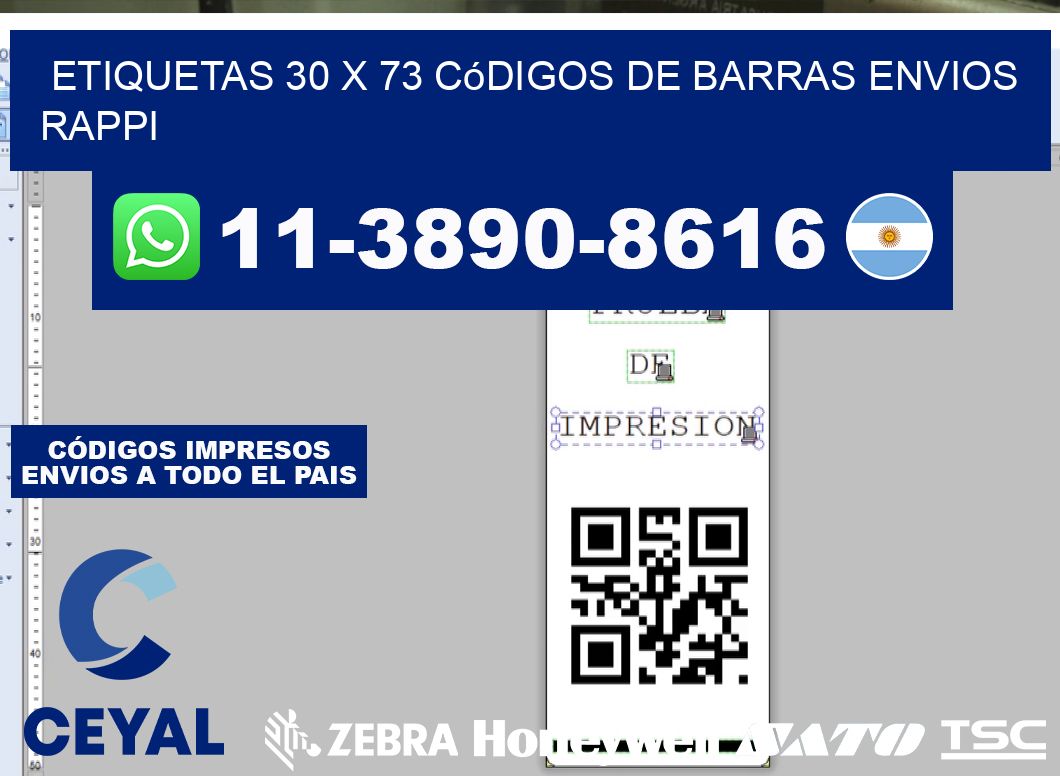 etiquetas 30 x 73 códigos de barras envios rappi