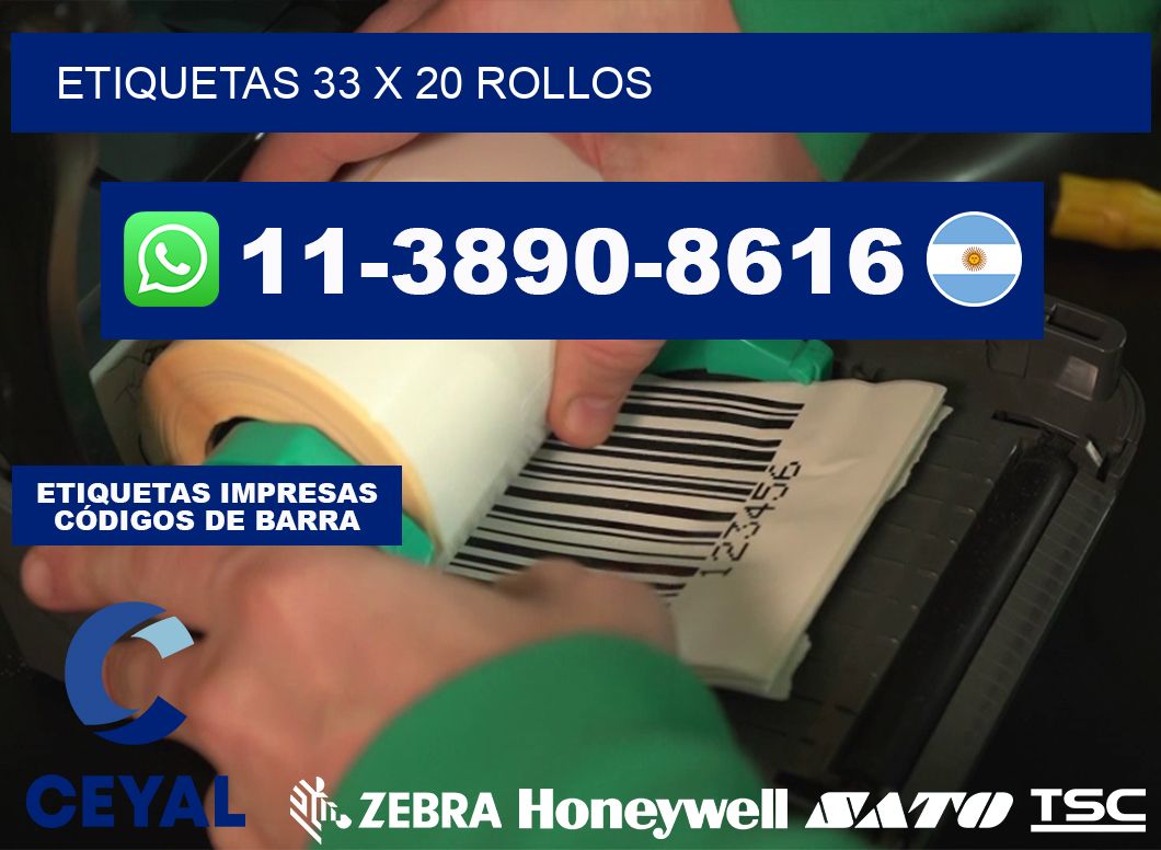 etiquetas 33 x 20 rollos