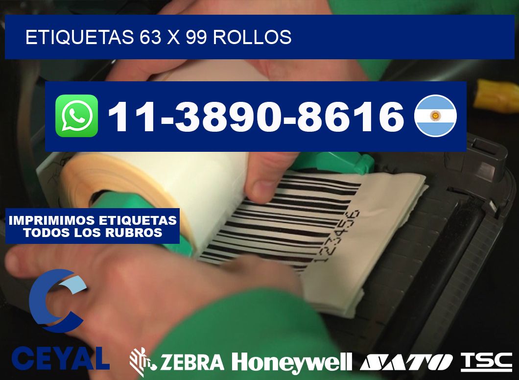 etiquetas 63 x 99 rollos