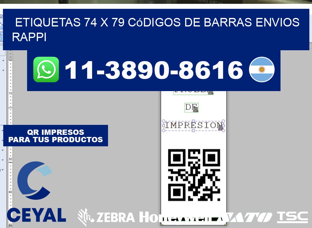 etiquetas 74 x 79 códigos de barras envios rappi
