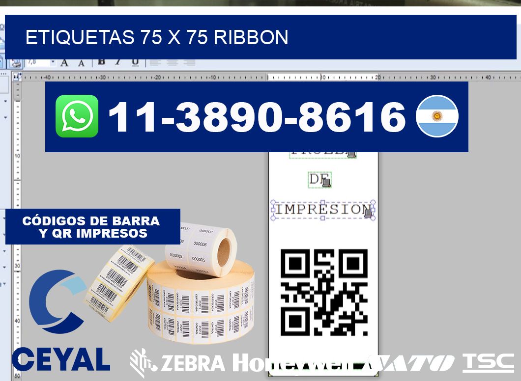 etiquetas 75 x 75 ribbon