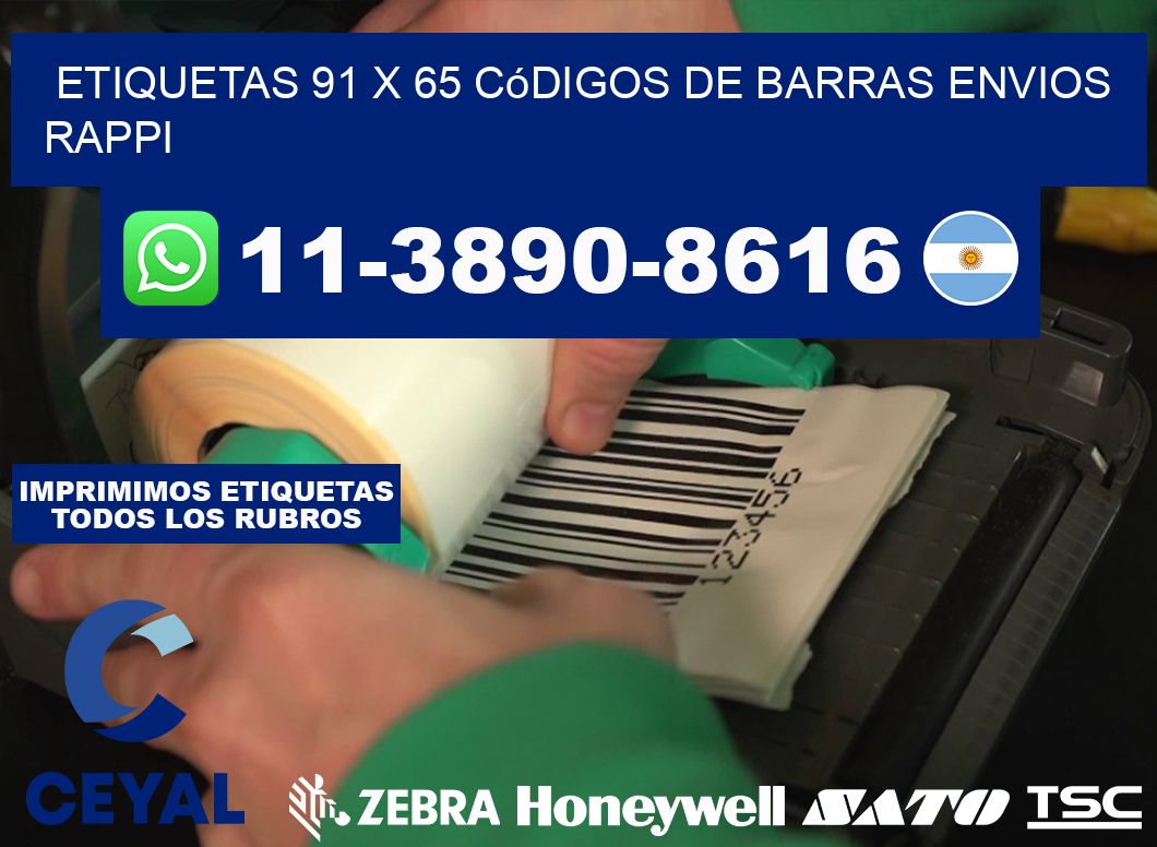 etiquetas 91 x 65 códigos de barras envios rappi