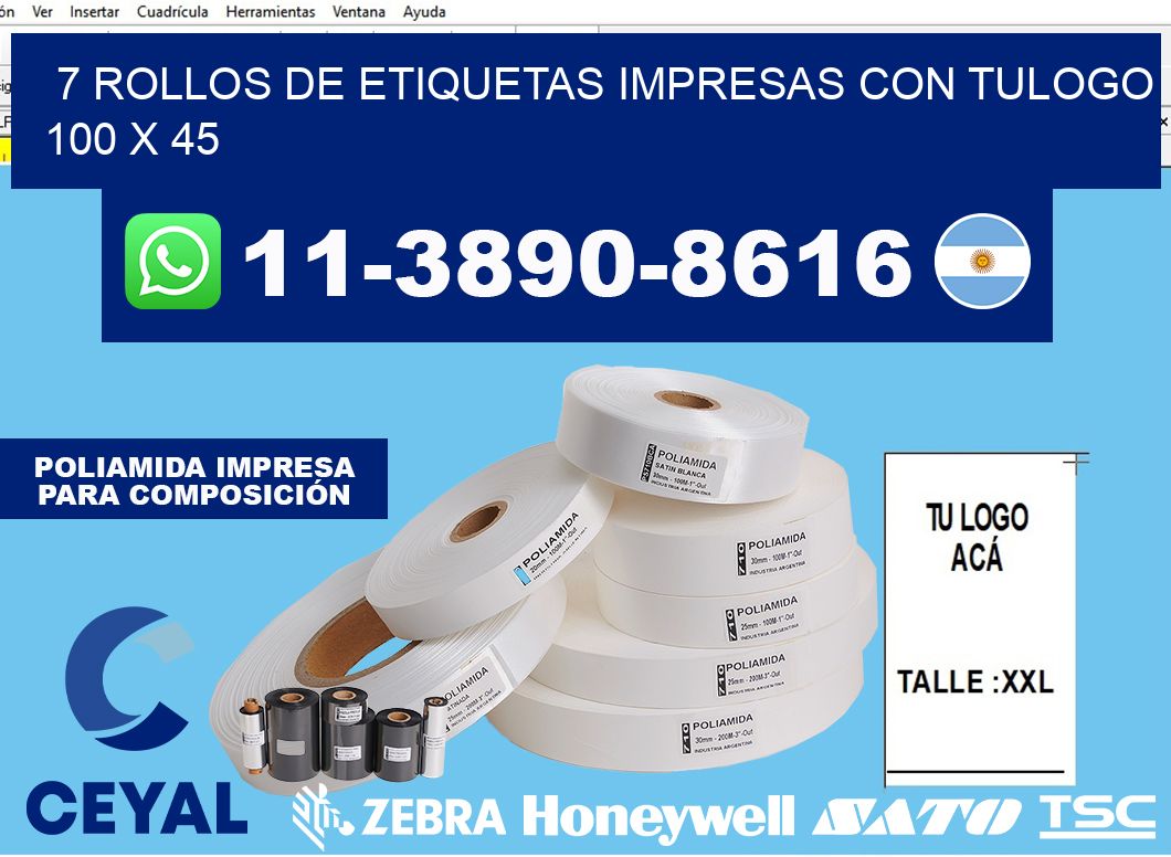 7 rollos de etiquetas impresas con tulogo 100 x 45