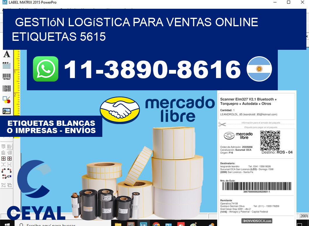 Gestión logística para ventas online  etiquetas 5615