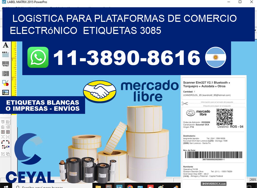 Logística para plataformas de comercio electrónico etiquetas 3085