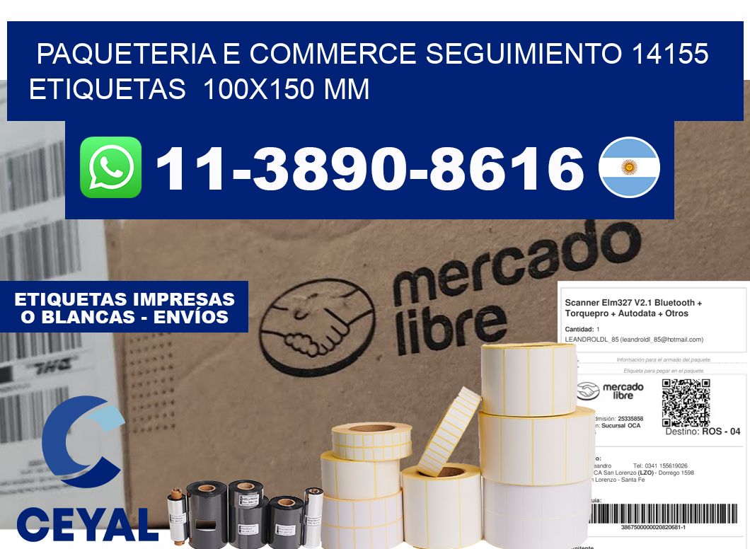 Paqueteria e commerce seguimiento 14155 etiquetas 100x150 mm