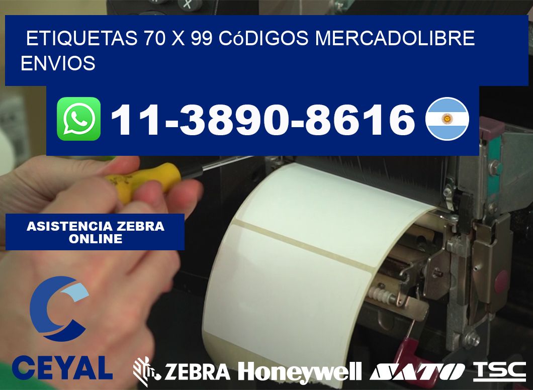 etiquetas 70 x 99 códigos mercadolibre envios