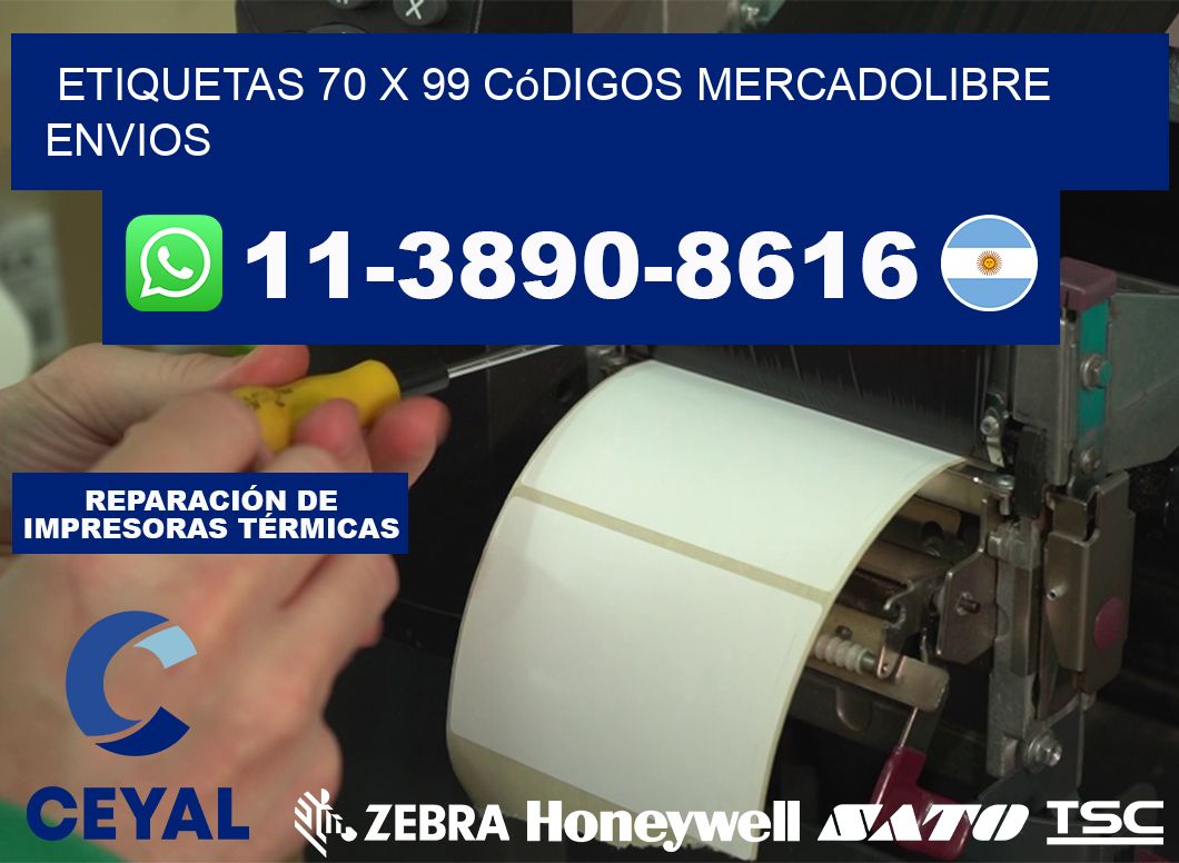 etiquetas 70 x 99 códigos mercadolibre envios
