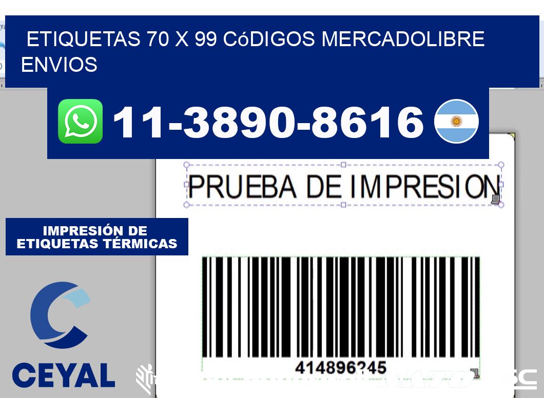 etiquetas 70 x 99 códigos mercadolibre envios
