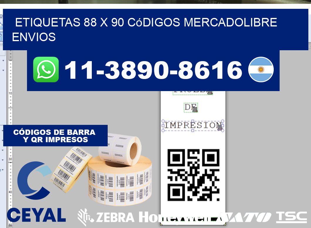 etiquetas 88 x 90 códigos mercadolibre envios