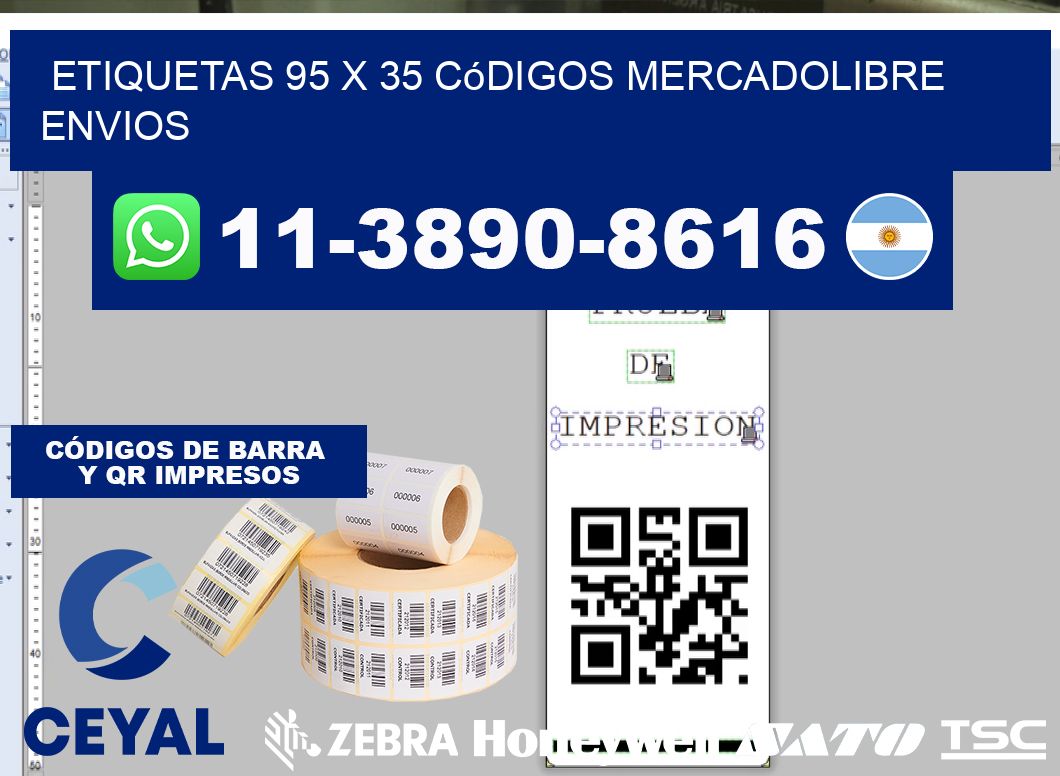 etiquetas 95 x 35 códigos mercadolibre envios