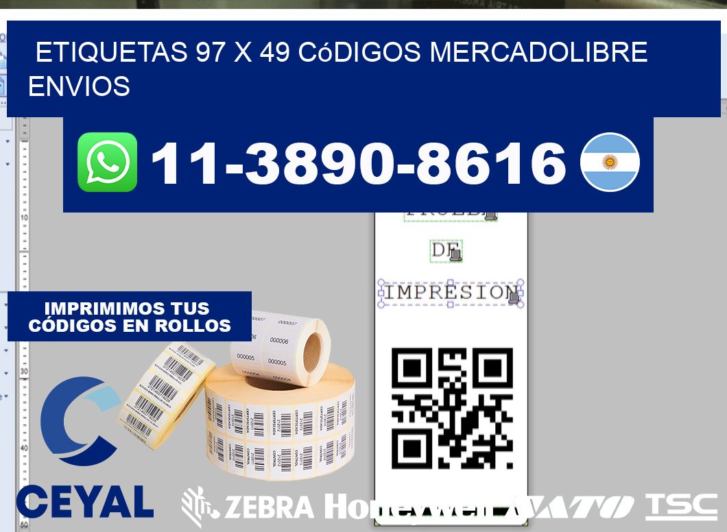 etiquetas 97 x 49 códigos mercadolibre envios