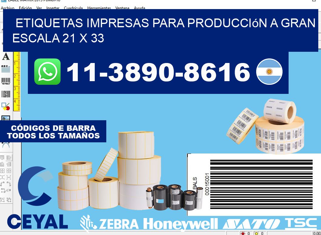etiquetas impresas para producción a gran escala 21 x 33