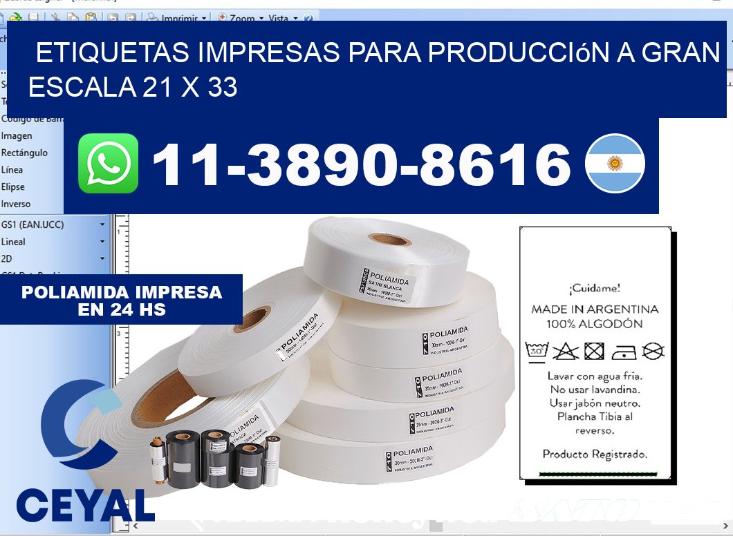 etiquetas impresas para producción a gran escala 21 x 33
