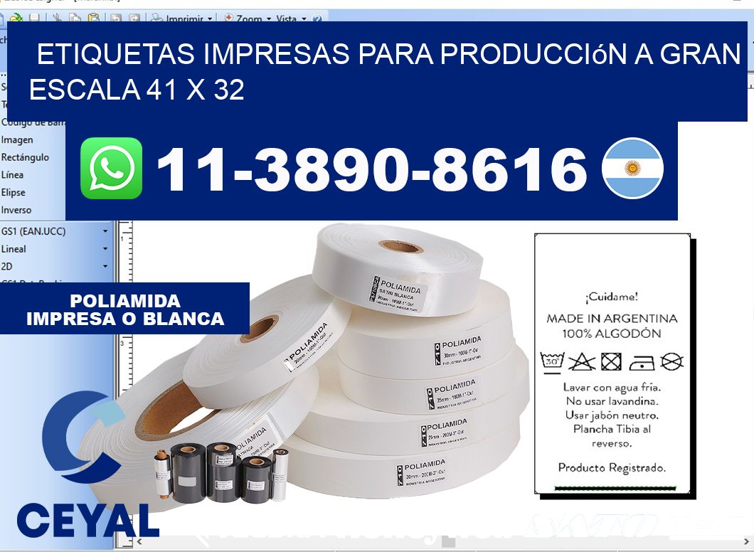 etiquetas impresas para producción a gran escala 41 x 32