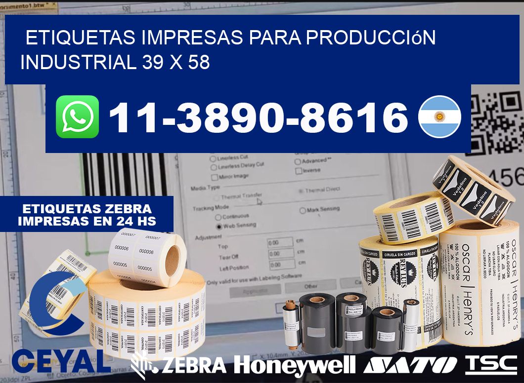 etiquetas impresas para producción industrial 39 x 58