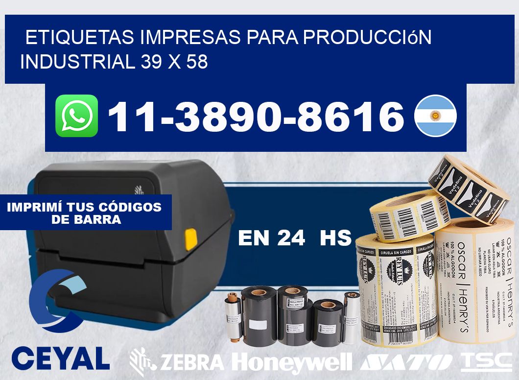 etiquetas impresas para producción industrial 39 x 58