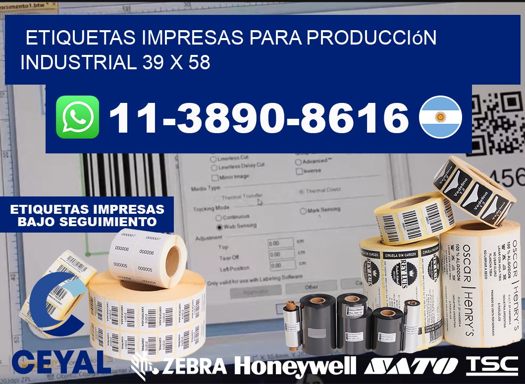 etiquetas impresas para producción industrial 39 x 58