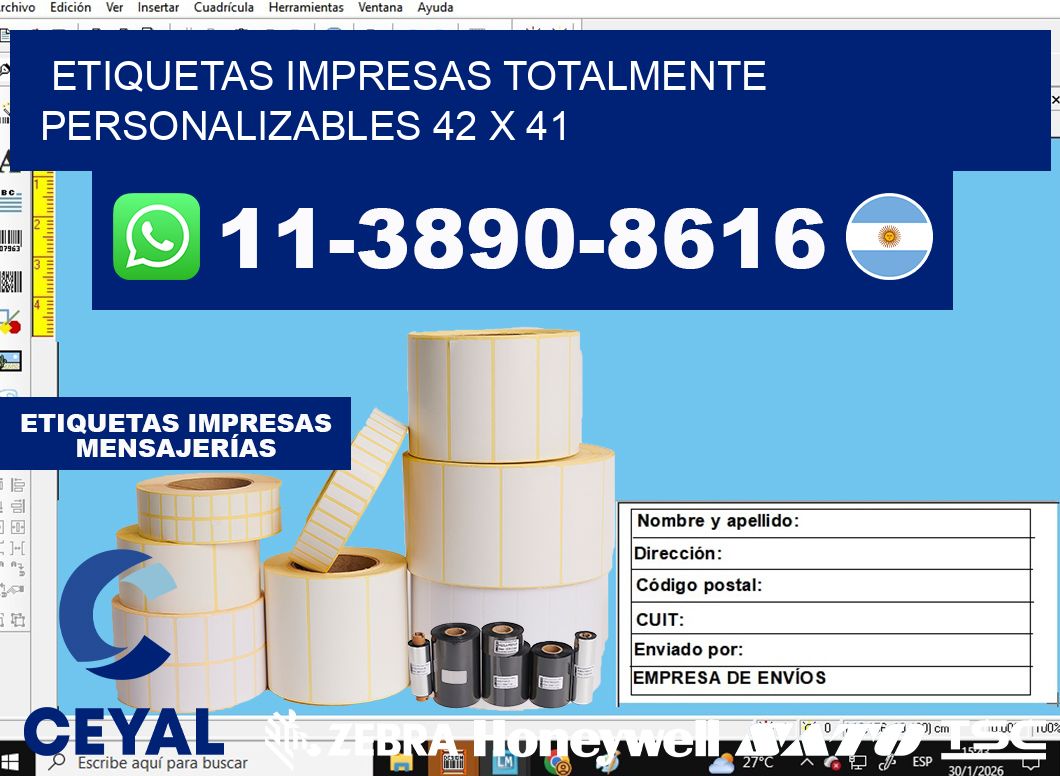 etiquetas impresas totalmente personalizables 42 x 41