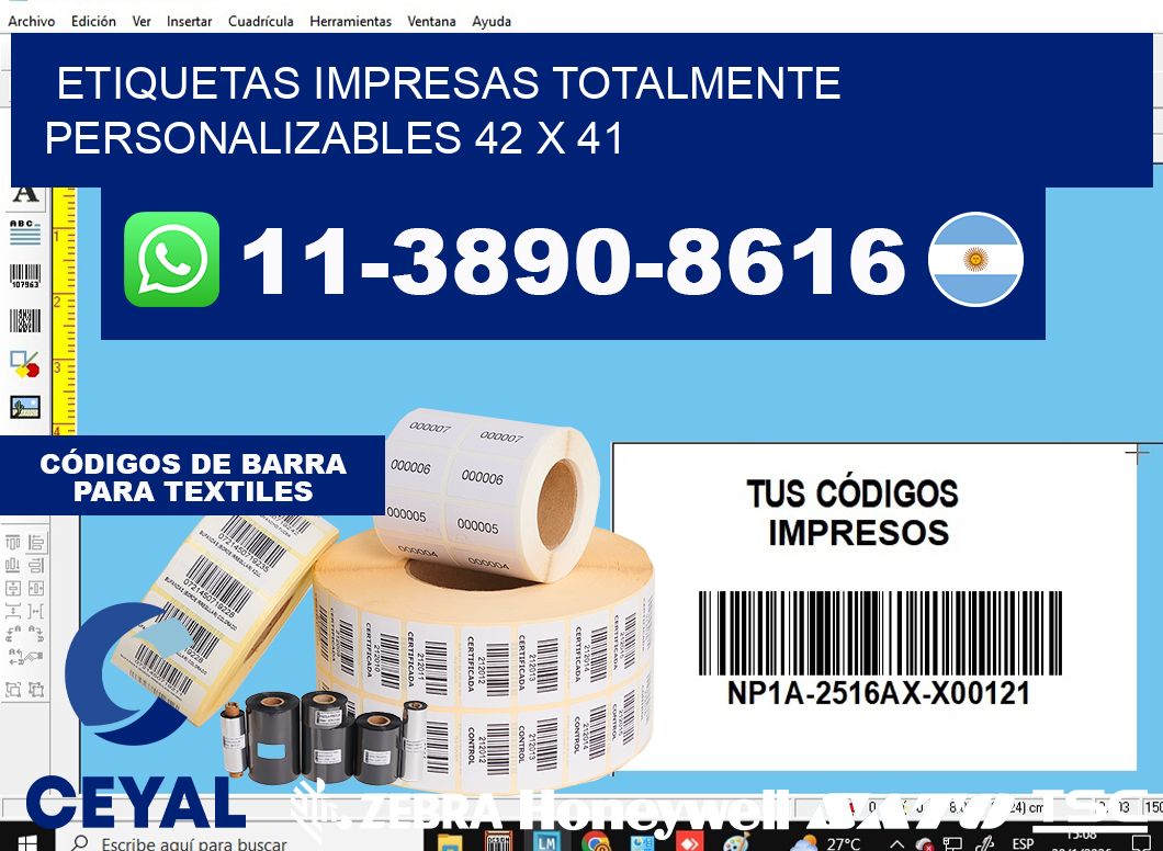 etiquetas impresas totalmente personalizables 42 x 41