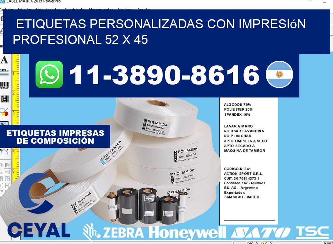 etiquetas personalizadas con impresión profesional 52 x 45