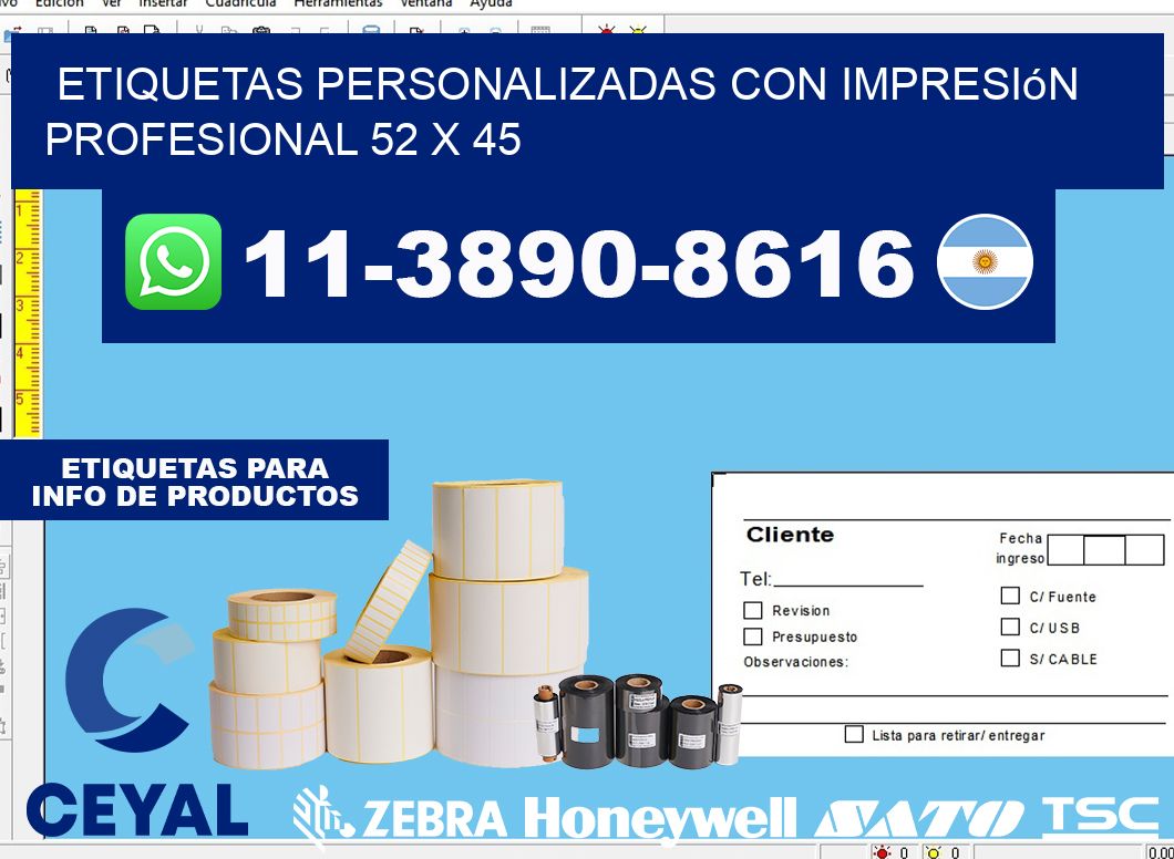 etiquetas personalizadas con impresión profesional 52 x 45
