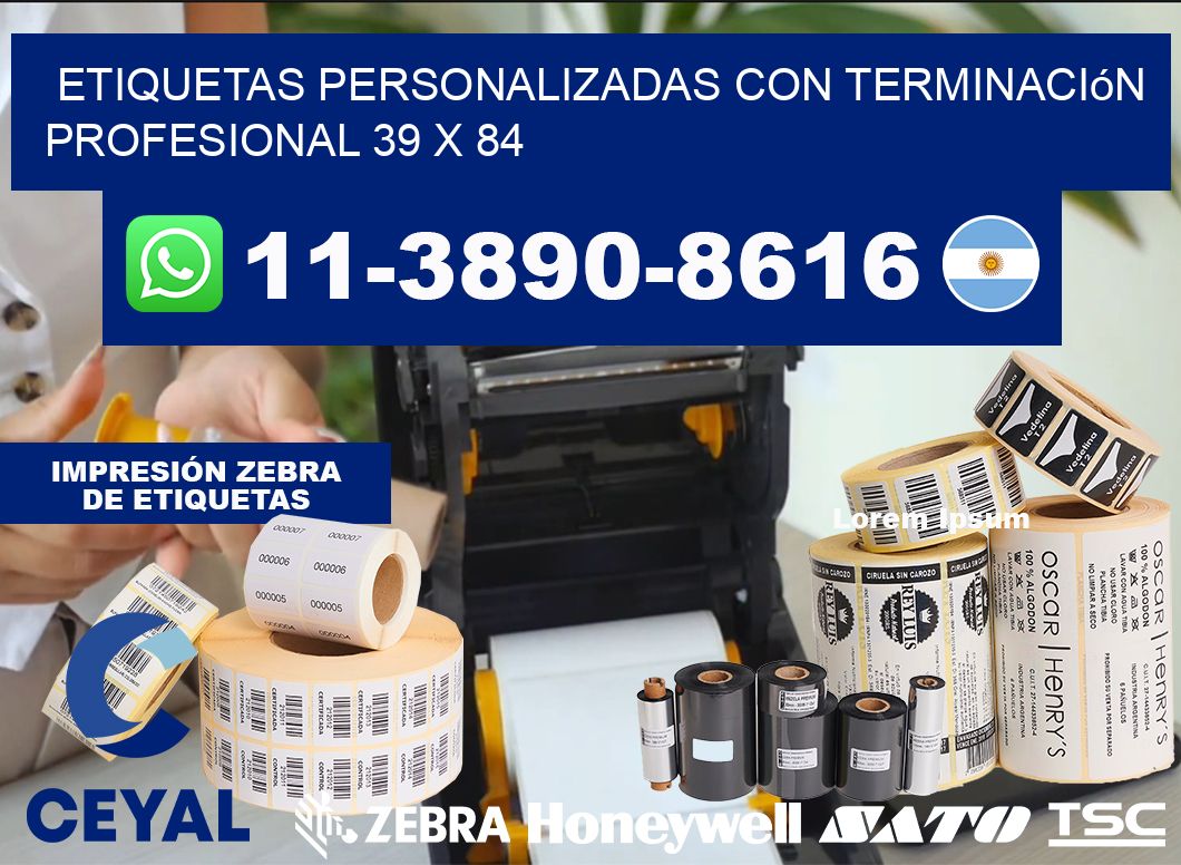 etiquetas personalizadas con terminación profesional 39 x 84