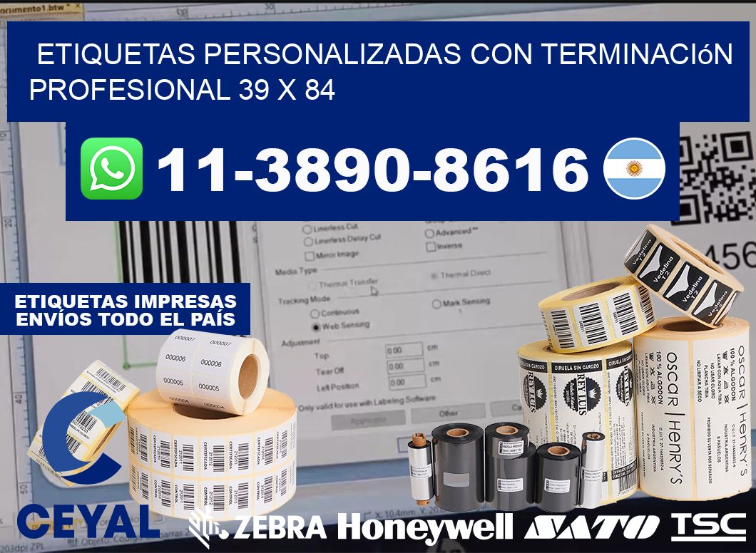 etiquetas personalizadas con terminación profesional 39 x 84