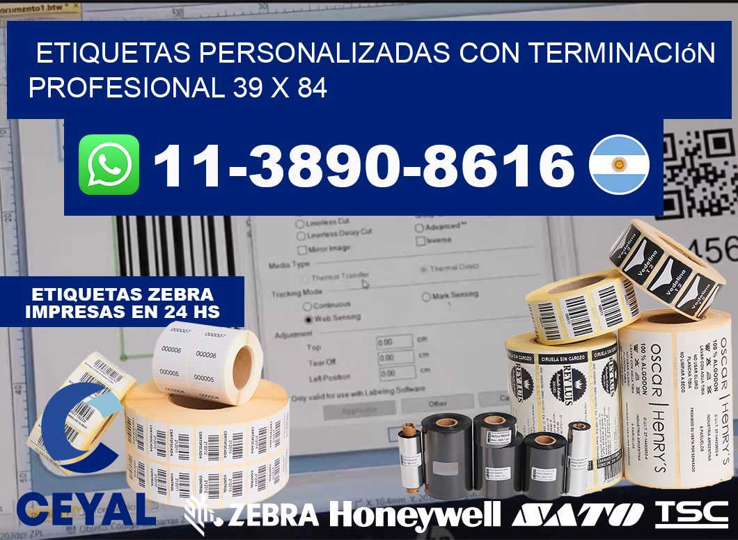 etiquetas personalizadas con terminación profesional 39 x 84