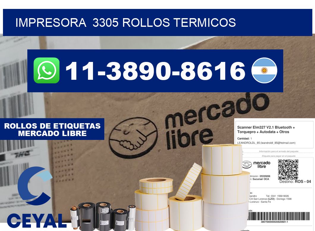 impresora 3305 rollos termicos