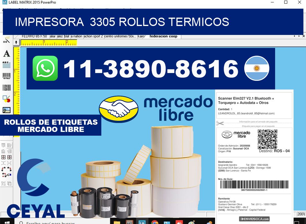 impresora 3305 rollos termicos