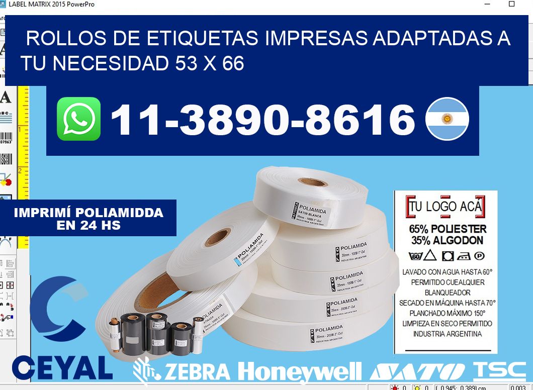rollos de etiquetas impresas adaptadas a tu necesidad 53 x 66
