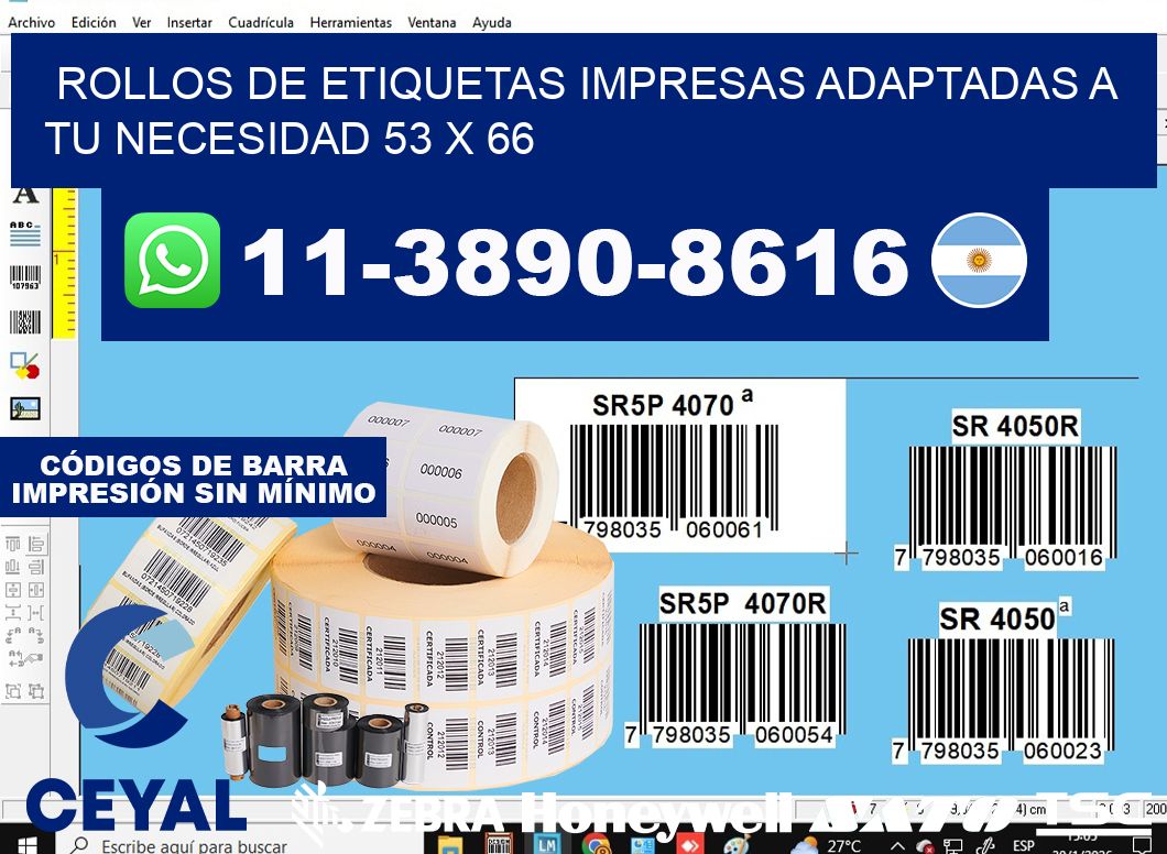 rollos de etiquetas impresas adaptadas a tu necesidad 53 x 66