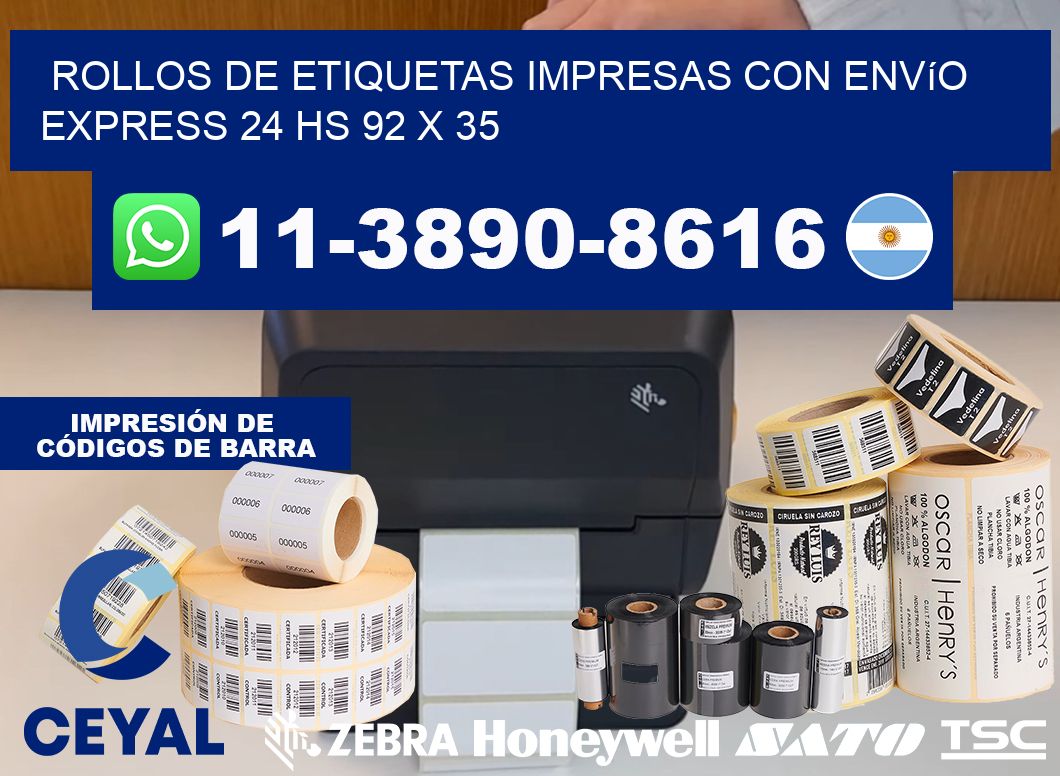 rollos de etiquetas impresas con envío express 24 hs 92 x 35