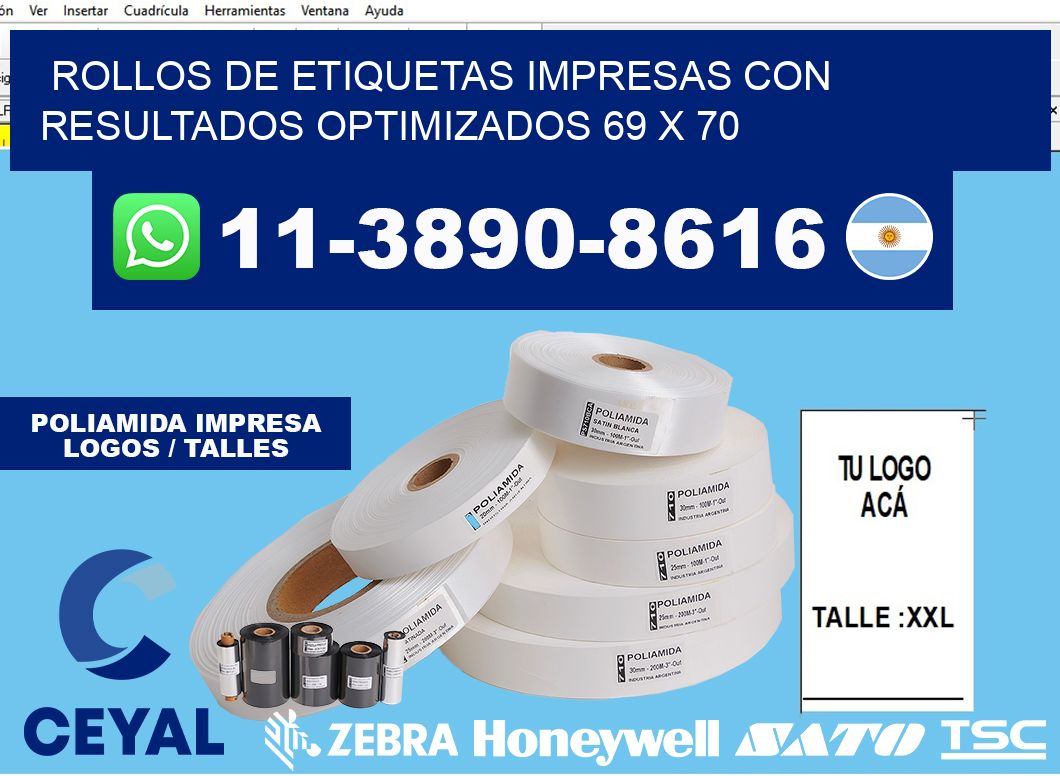 rollos de etiquetas impresas con resultados optimizados 69 x 70