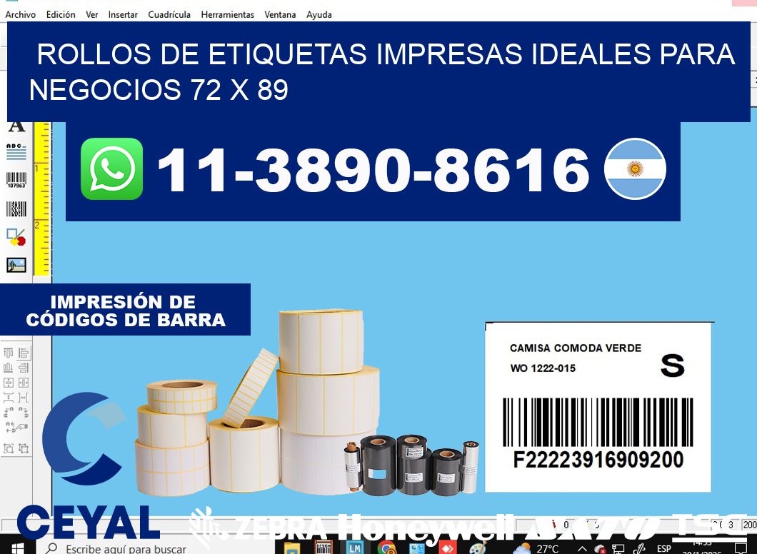 rollos de etiquetas impresas ideales para negocios 72 x 89