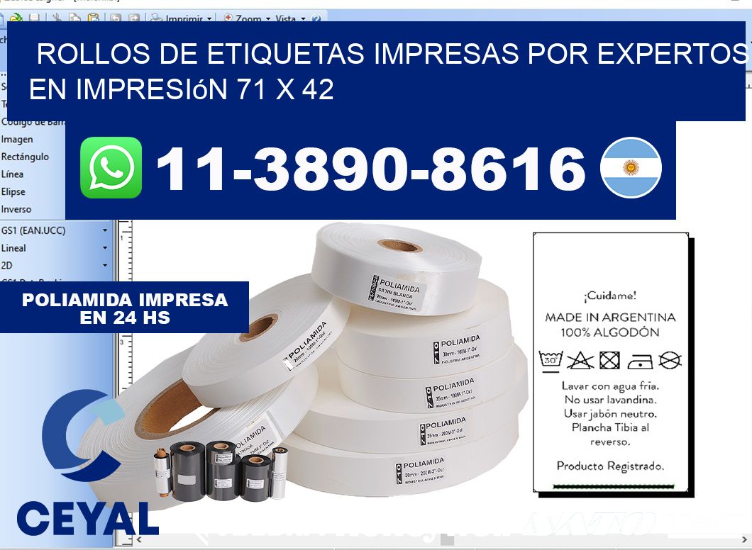 rollos de etiquetas impresas por expertos en impresión 71 x 42