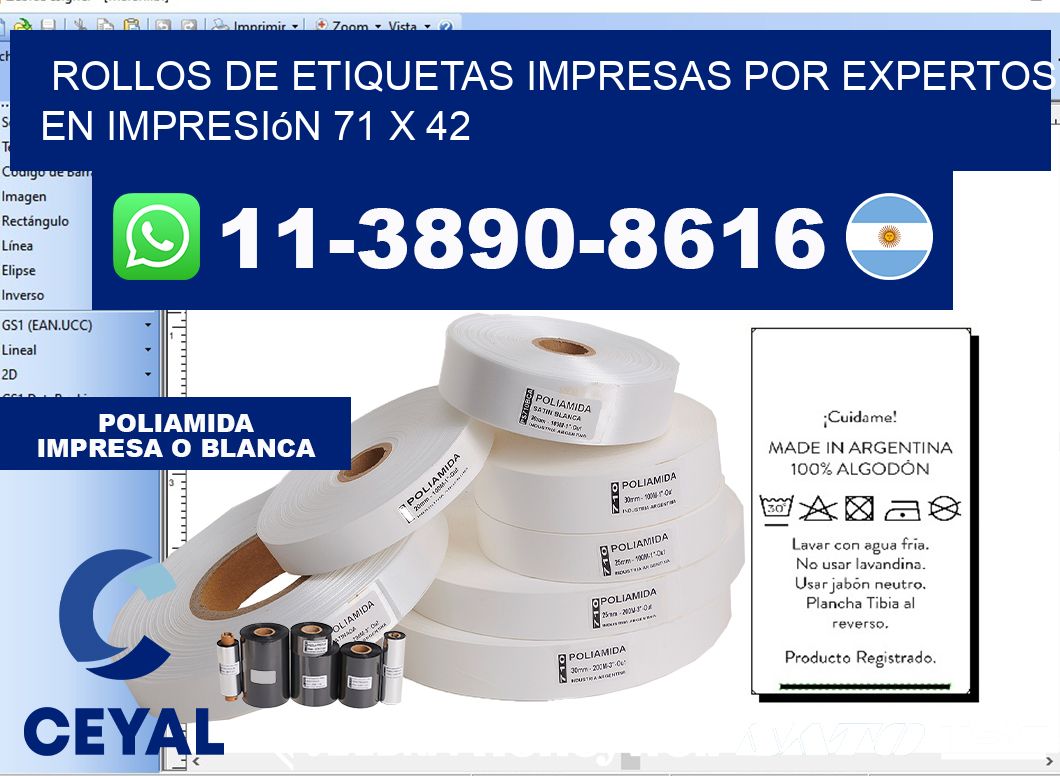 rollos de etiquetas impresas por expertos en impresión 71 x 42