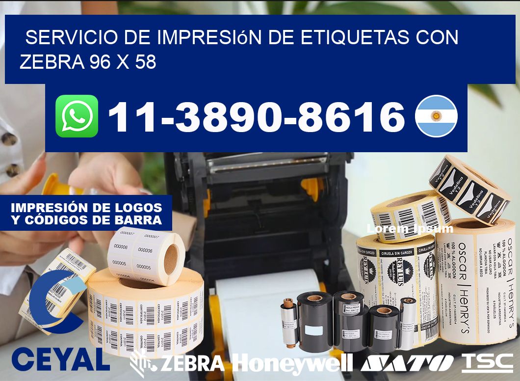 servicio de impresión de etiquetas con Zebra 96 x 58
