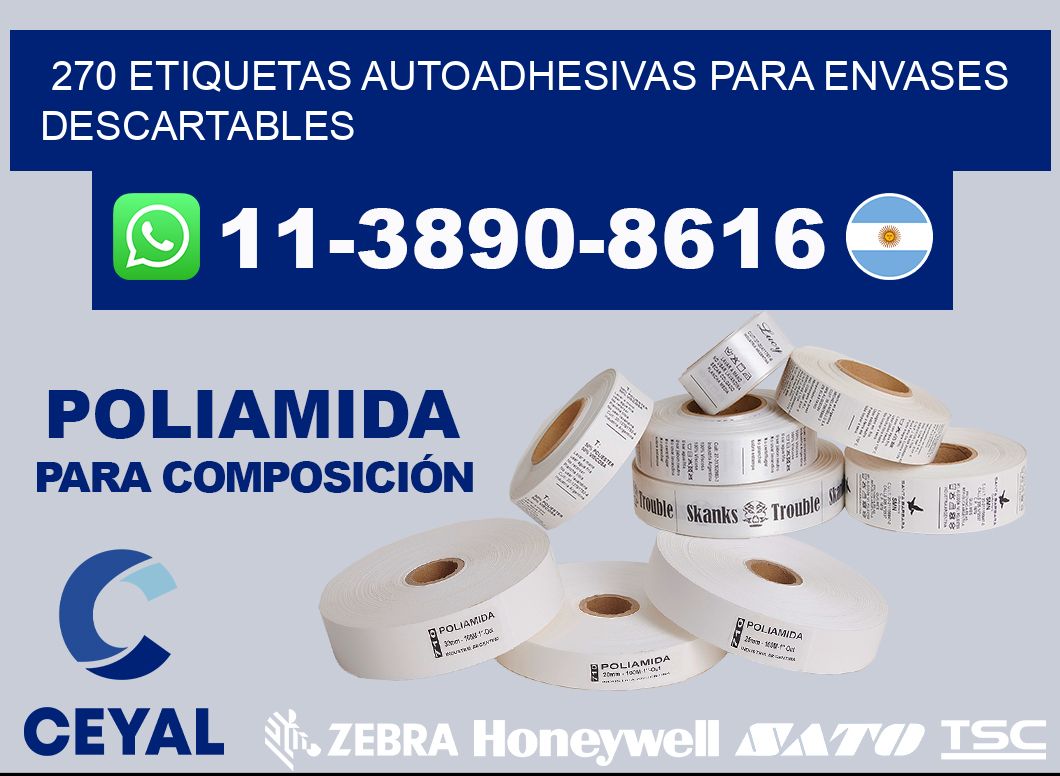 270 etiquetas autoadhesivas para envases descartables