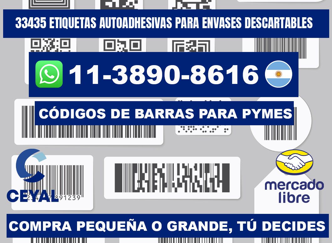 33435 etiquetas autoadhesivas para envases descartables