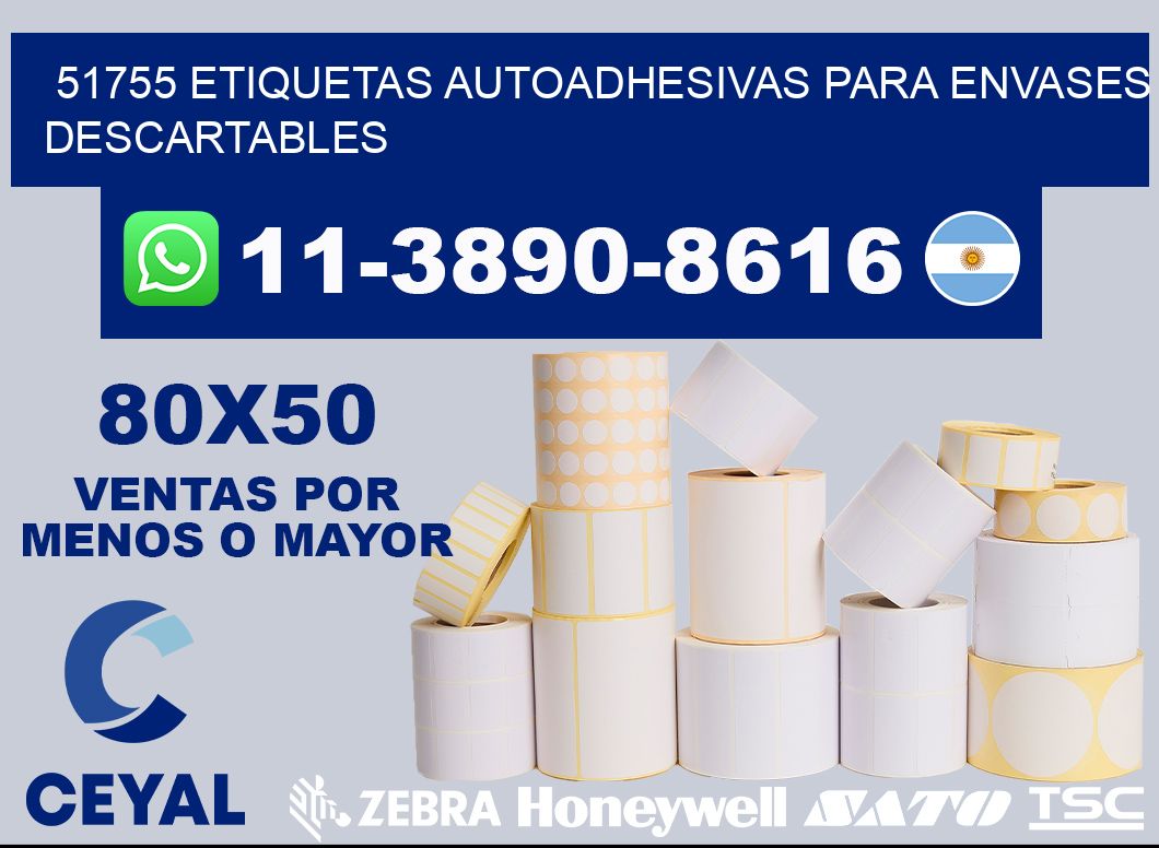 51755 etiquetas autoadhesivas para envases descartables