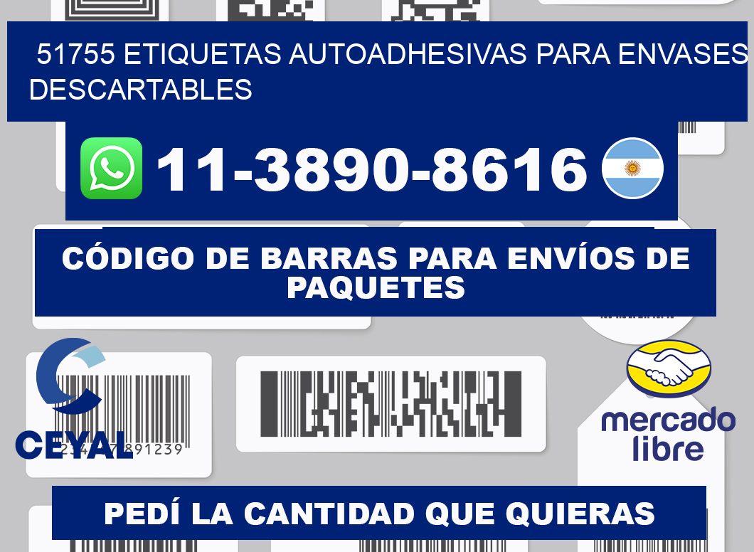 51755 etiquetas autoadhesivas para envases descartables