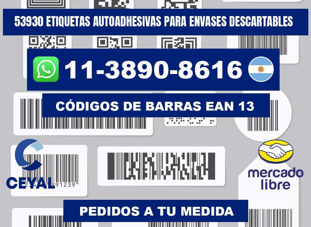 53930 etiquetas autoadhesivas para envases descartables