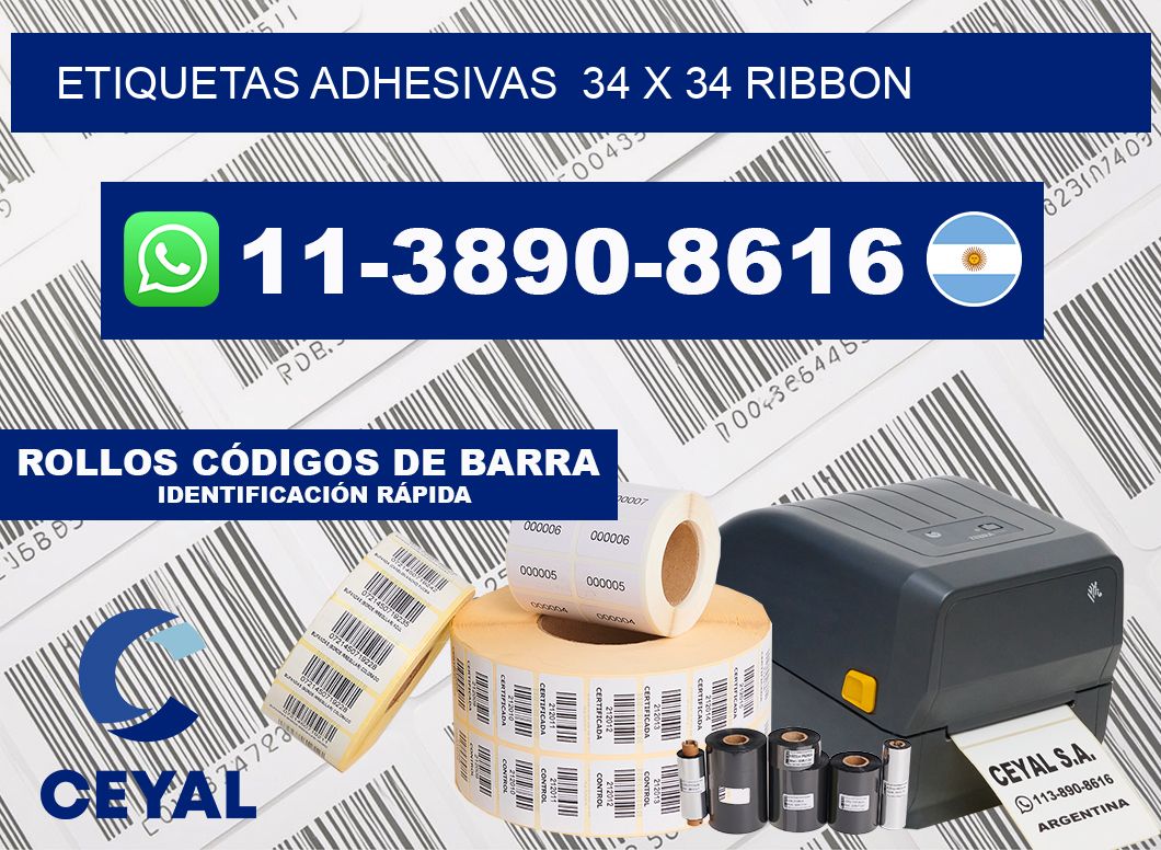 Etiquetas adhesivas  34 x 34 ribbon