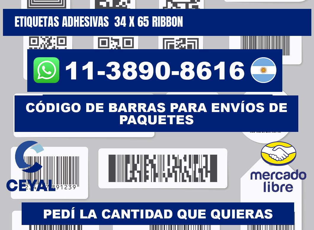 Etiquetas adhesivas  34 x 65 ribbon